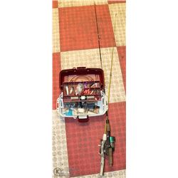 2 FISHING RODS & 1 TACKLE BOX