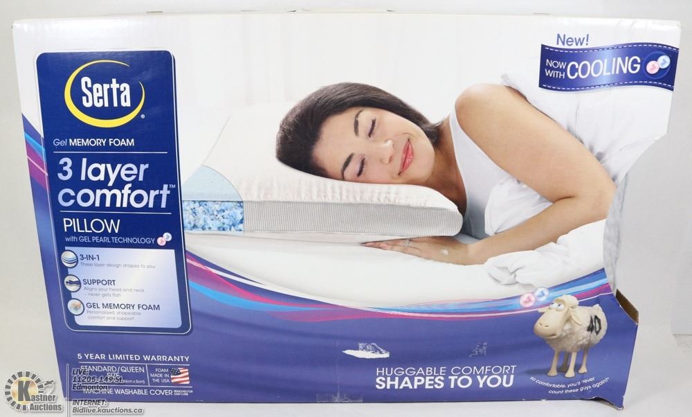 SERTA GEL MEMORY FOAM 3 LAYER COMFORT PILLOW