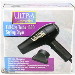 ULTRA BY ANDIS FULL SIZE TURBO 1600 STYLING DRYER