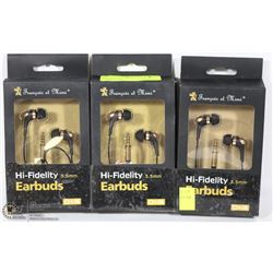 LOT OF 3 FRANCOIS ET MIMI HI-FIDELITY EARBUDS