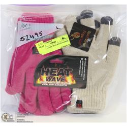 2 PACK LADIES HEAT WAVE GLOVES