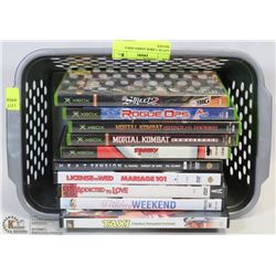 LOT OF 5 XBOX GAMES AND 4 MOVIES.