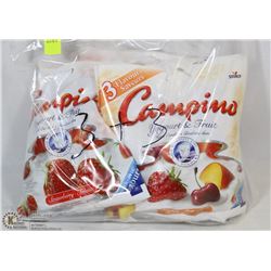 LOT OF 6 BAGS OF CAMPINO ASSORTED FLAVOUR YOGURT &
