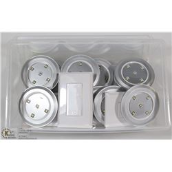 12 BATTERY POWERED LED PUCK LIGHTS AND 3 WIRELESS