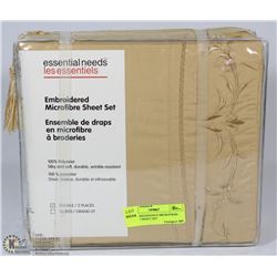 NEW EMBROIDERED MICROFIBRE DOUBLE SHEET SET