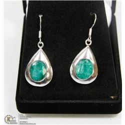 #50-NATURAL GREEN EMERALD GEMSTONE EARRINGS