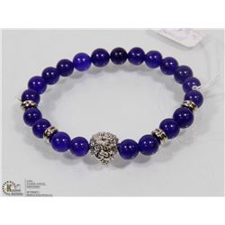 #12-BLUE SAPPHIRE BRACELET LION HEAD BEAD