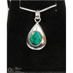#52-NATURAL GREEN EMERALD GEMSTONE PENDANT