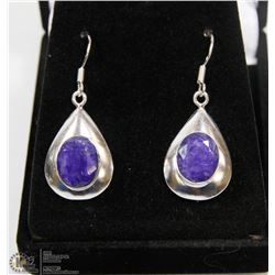 #48-NATURAL BLUE SAPPHIRE GEMSTONE EARRINGS