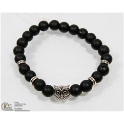 #17-MAN LAVA ROCK BRACELET OWL HEAD BEAD