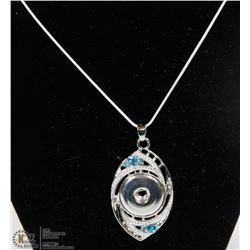 NEW BLUE CRYSTAL PENDANT AND NECKLACE SET