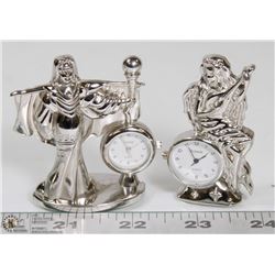 PAIR OF DESKTOP MINI CLOCKS - MUSICIAN WITH ROBED