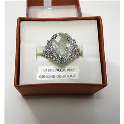 7 - PALE GREEN PRASIOLITE SZ 7  RING