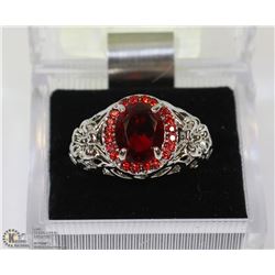 RETRO INLAID WITH RED CRYSTAL LADIES RING