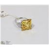 Image 1 : STERLING 925 SILVER RING SIZE 6, W/ YELLOW CUBIC