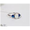 Image 1 : #77-AUSTRALIAN FIRE  OPAL & SAPPHIRE GEMSTONE RING