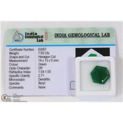 #58-NATURAL GREEN EMERALD GEMSTONE 7.50CT