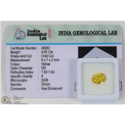 #52-NATURAL YELLOW ZIRCON GEMSTONE 4.05CT