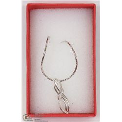 .925 STAMPED CHAIN & PENDANT WITH 0.15K DIAMOND.