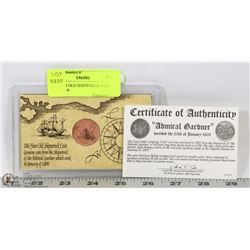 186 YEAR OLD SHIPWRECK COIN WITH COA