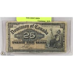 1900 DOMINION OF CANADA TWENTY FIVE CENT SHIN