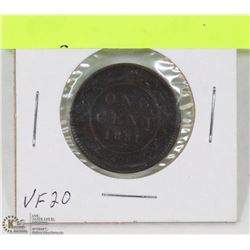 CANADA 1881 QUEEN VICTORIA ONE CENT COIN
