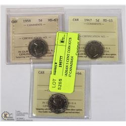 1958 CANADIAN 5 CENT COIN ICCS MS63, 1947 CANADIAN