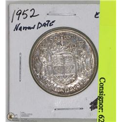 1952 - 50 CENT PIECE, NARROW DATE