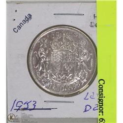 1953 - 50 CENT PIECE, LARGE DATE