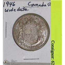 1946 - 50 CENT PIECE,  WIDE DATE