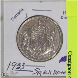 1953 - 50 CENT PIECE, SMALL DATE