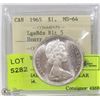 Image 1 : 1965 CANADIAN SILVER DOLLAR ICCS MS64.