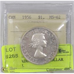 1956 CANADIAN SILVER DOLLAR ICCS MS62.