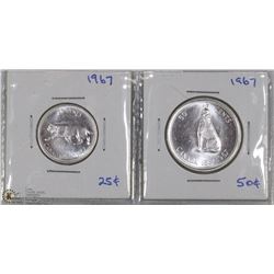SET OF 2 CANADIAN SILVER CENTENNIAL COINS.