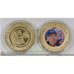 PAIR OF GOLD PLATED NHL OILER MEDALLIONS