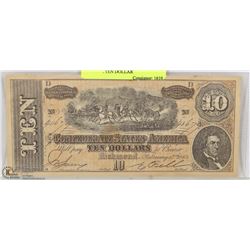 REPLICA CONFEDERATE STATES OF AMERICA TEN DOLLAR