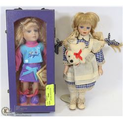 PORCELAIN DOLL WITH STAND.