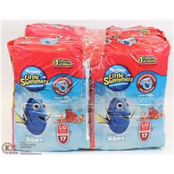 4 BAGS OF HUGGIES LITTLE SWIMMERS 32 LBS PLUS