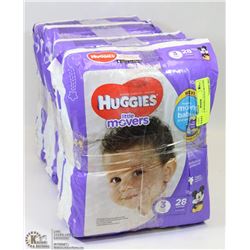 4 BAGS OF HUGGIES LITTLE MOVERS 16-28 LBS