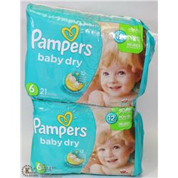 3 BAGS OF PAMPERS BABY DRY #5 FOR 27 LBS PLUS