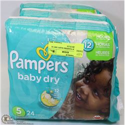 3 BAGS OF PAMPERS BABY DRY #5 FOR 27 LBS PLUS