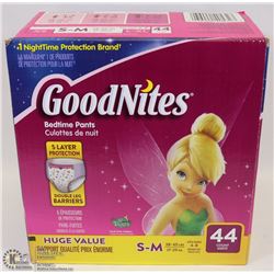BOX OF GOOD NITES FITS SIZE 4-8,  38-65LBS