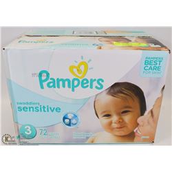 BOX OF PAMPERS SWADDLERS SENSITIVE 16-28LBS