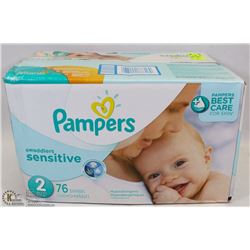 BOX OF PAMPERS SWADDLERS SENSITIVE 12-18LBS