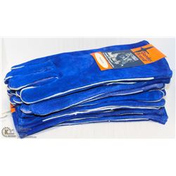 5-PAIRS OF GANDER-BRAND BLUE ALL-LEATHER GAUNTLETS