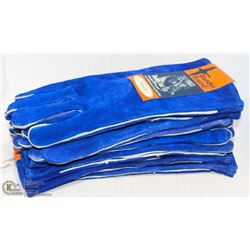 5-PAIRS OF GANDER-BRAND BLUE ALL-LEATHER GAUNTLETS