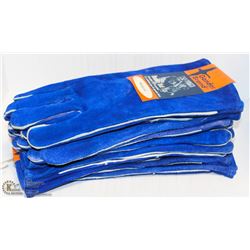 5-PAIRS OF GANDER-BRAND BLUE ALL-LEATHER GAUNTLETS