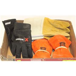 SMALL LOT OF ALL-LEATHER WELDING MITTS + CARBON-X