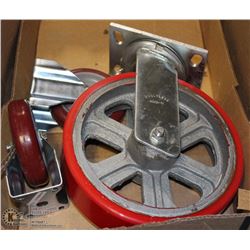10" OMNI-DIRECTIONAL SWIVELING CASTER + PAIR OF 5"