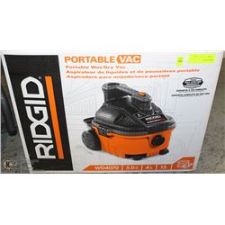 15L PORTABLE RIDGID WET/DRY VACUUM
